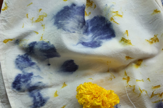 Sapphire song - Eco-printed silk stole