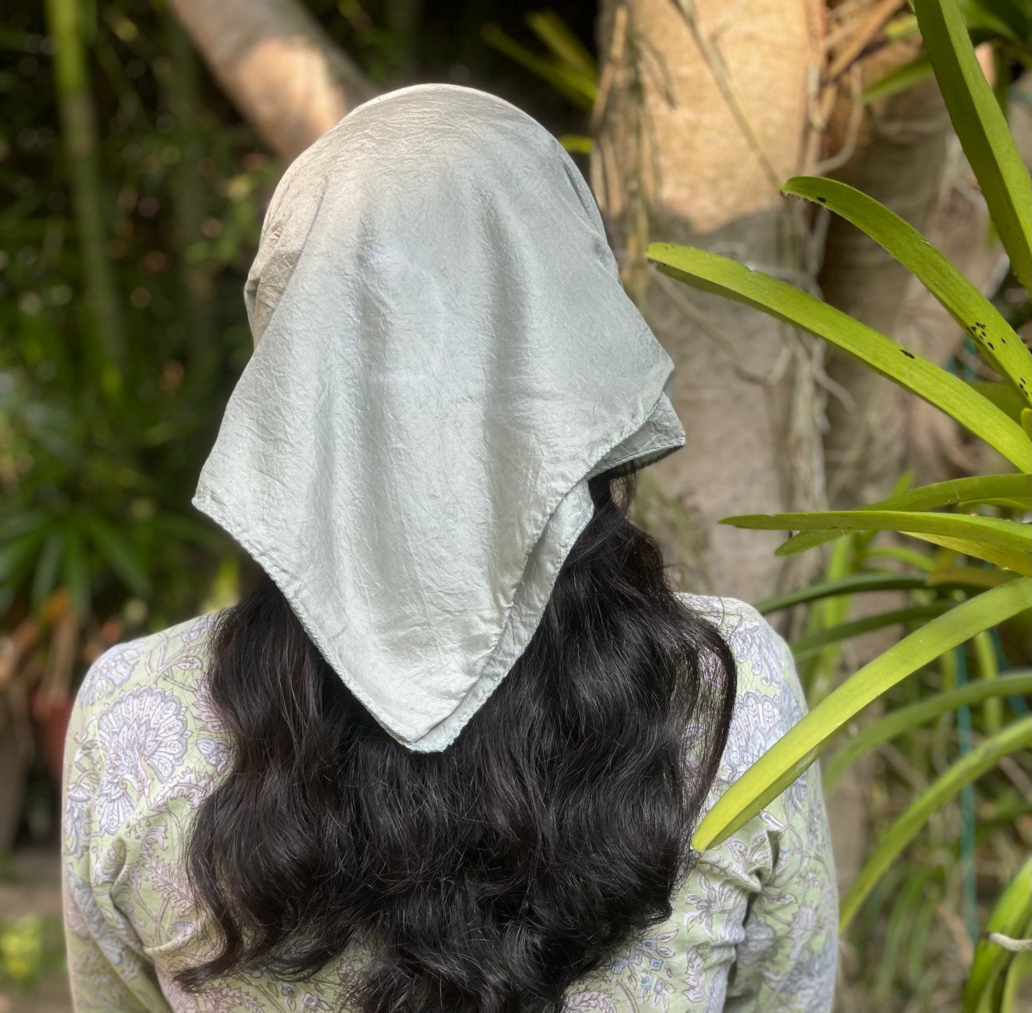 Winter morning -  Tie and dye pattern silk bandana